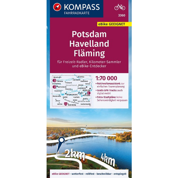 KOMPASS FAHRRADKARTE 3360 POTSDAM, HAVELLAND, FLÄMING Ansicht 1