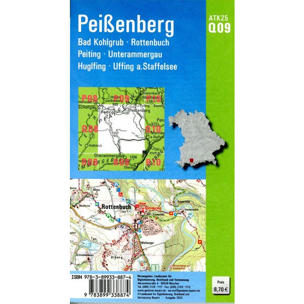 ATK25-Q09 PEIßENBERG (AMTLICHE TOPOGRAPHISCHE KARTE 1:25000) - Wanderkarte Ansicht 2