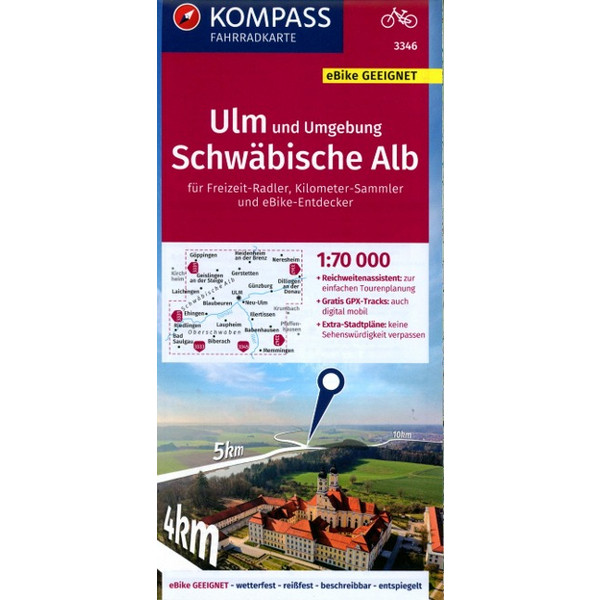 KOMPASS FAHRRADKARTE 3346 ULM UND UMGEBUNG, SCHWÄBISCHE ALB Ansicht 1