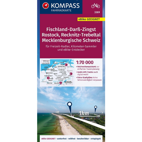 KOMPASS FAHRRADKARTE 3369 FISCHLAND-DARß-ZINGST, ROSTOCK Ansicht 1