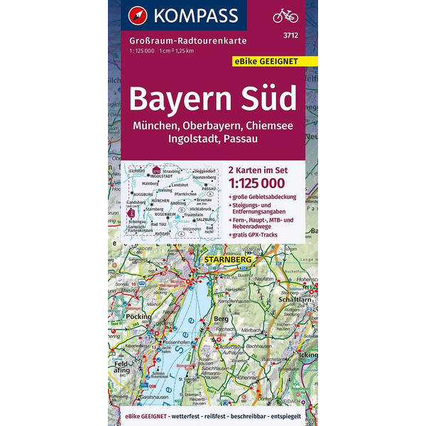 KOMPASS GROßRAUM-RADTOURENKARTE 3712 BAYERN SÜD, OBERBAYERN Ansicht 1