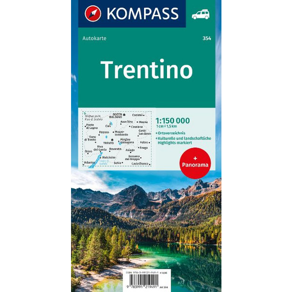 KOMPASS AUTOKARTE TRENTINO 1:150.000 - Straßenkarte Ansicht 2