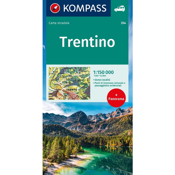 KOMPASS AUTOKARTE TRENTINO 1:150.000 - Straßenkarte Ansicht 1