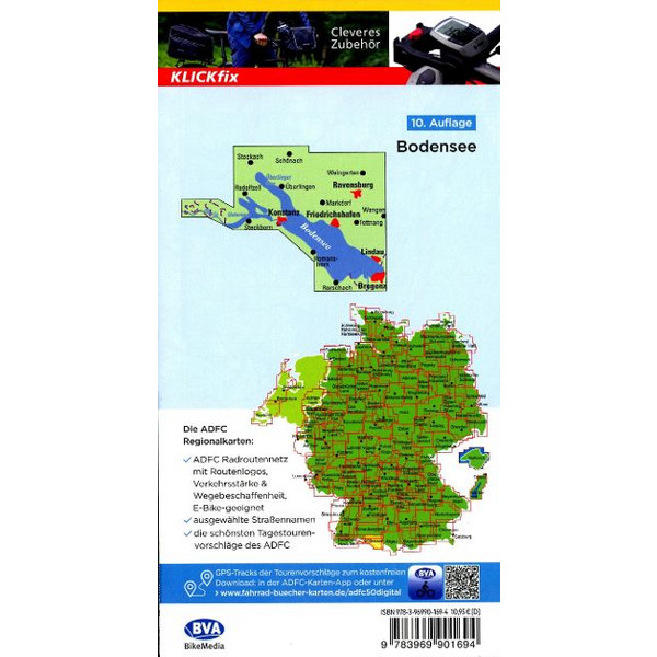 ADFC-REGIONALKARTE BODENSEE, 1:50.000, REIß- UND WETTERFEST - Fahrradkarte Ansicht 2
