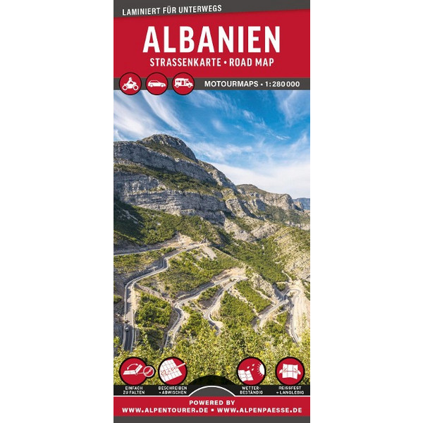ALBANIEN AUTO- UND MOTORRADKARTE 1:280.000 - Straßenkarte