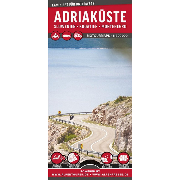 ADRIAKÜSTE SLOWENIEN . KROATIEN . MONTENEGRO - Straßenkarte