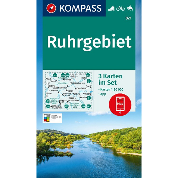 KOMPASS WANDERKARTEN-SET 821 RUHRGEBIET (3 KARTEN) 1:50.000 Ansicht 1