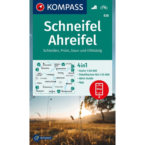KOMPASS WANDERKARTE 836 SCHNEIFEL, AHREIFEL, SCHLEIDEN, PRÜM Ansicht 1