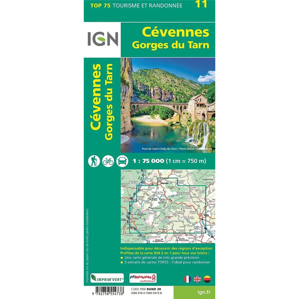 CÉVENNES - GORGES DU TARN 1:75 000 (BLATT 11) - Karte Ansicht 1