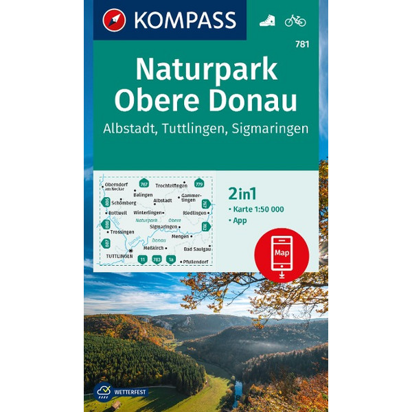 KOMPASS WANDERKARTE 781 NATURPARK OBERE DONAU - ALBSTADT Ansicht 1