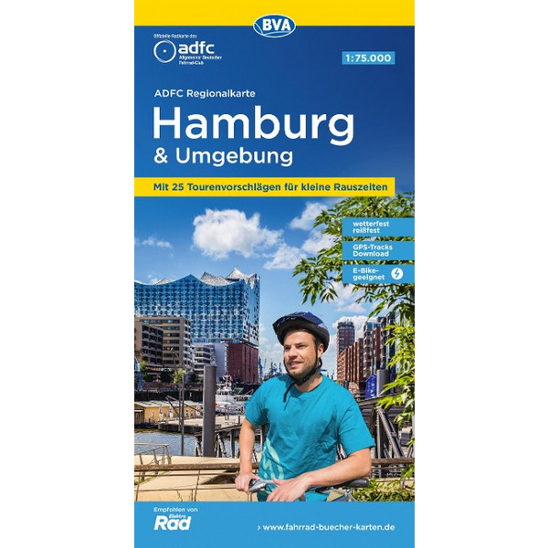 ADFC-REGIONALKARTE HAMBURG UND UMGEBUNG, 1:75.000 - Fahrradkarte Ansicht 1