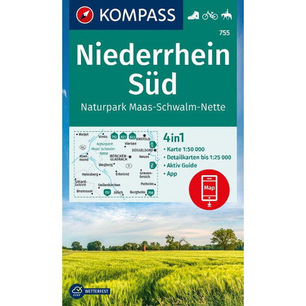KOMPASS WANDERKARTE 755 NIEDERRHEIN SÜD Ansicht 1