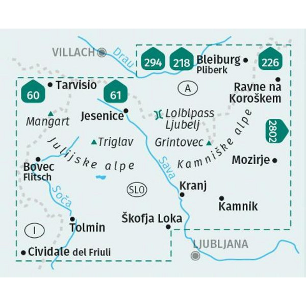 KOMPASS WANDERKARTE 2801 JULISCHE ALPEN Ansicht 2