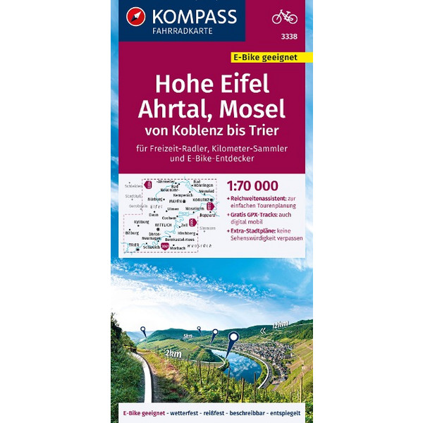 KOMPASS FAHRRADKARTE 3338 HOHE EIFEL, AHRTAL, MOSEL Ansicht 1