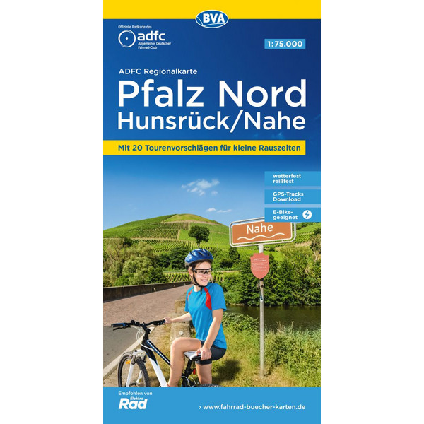 ADFC-REGIONALKARTE PFALZ NORD/ HUNSRÜCK/ NAHE, 1:75.000 - Fahrradkarte Ansicht 1