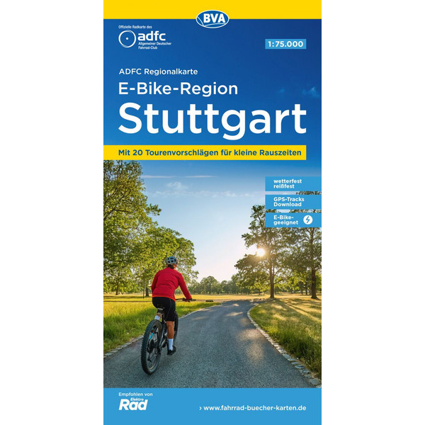 ADFC-REGIONALKARTE E-BIKE-REGION STUTTGART, 1:75.000 - Fahrradkarte Ansicht 1