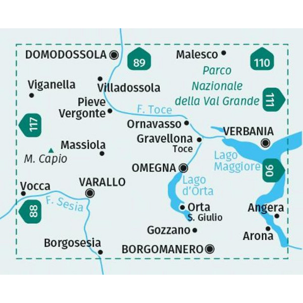 KOMPASS WANDERKARTE 97 VARALLO, VERBANIA, LAGO D'ORTA Ansicht 2