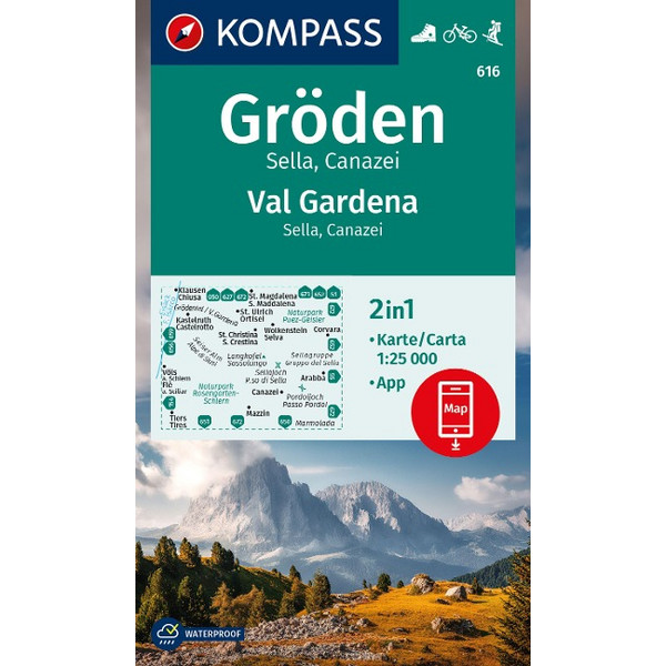 KOMPASS WANDERKARTE 616 GRÖDEN / VAL GARDENA, SELLA, CANAZEI Ansicht 1