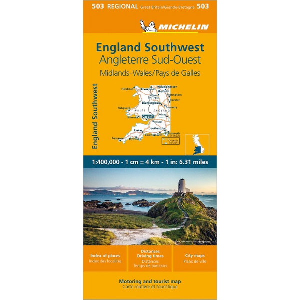 MICHELIN MAP GREAT BRITAIN: WALES, THE MIDLANDS, SOUTH WEST - Straßenkarte Ansicht 1