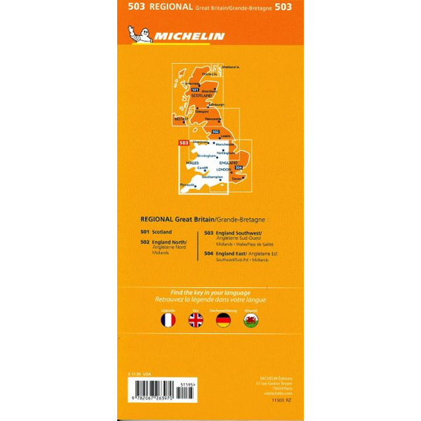 MICHELIN MAP GREAT BRITAIN: WALES, THE MIDLANDS, SOUTH WEST - Straßenkarte Ansicht 2