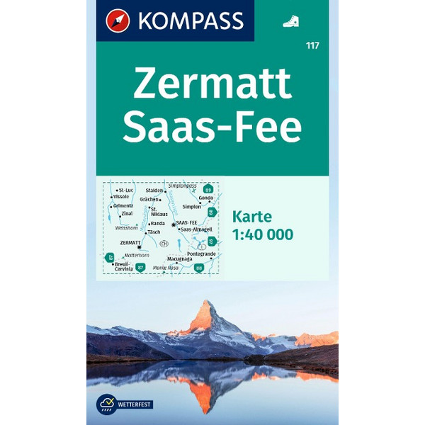 KOMPASS WANDERKARTE 117 ZERMATT, SAAS-FEE 1:40.000 Ansicht 1
