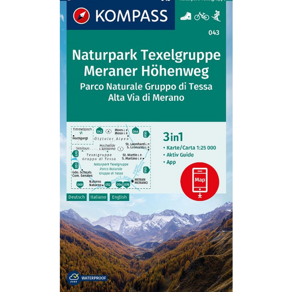 KOMPASS WANDERKARTE 043 NATURPARK TEXELGRUPPE Ansicht 1