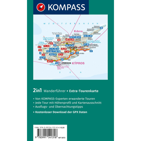 KOMPASS WANDERFÜHRER ZYPERN, 55 TOUREN MIT EXTRA-TOURENKARTE Ansicht 2