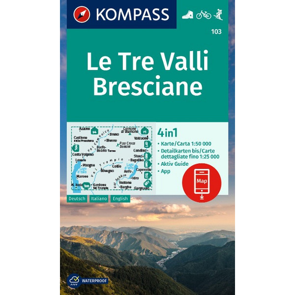 KOMPASS WANDERKARTE 103 LE TRE VALLI BRESCIANE 1:50.000 Ansicht 1