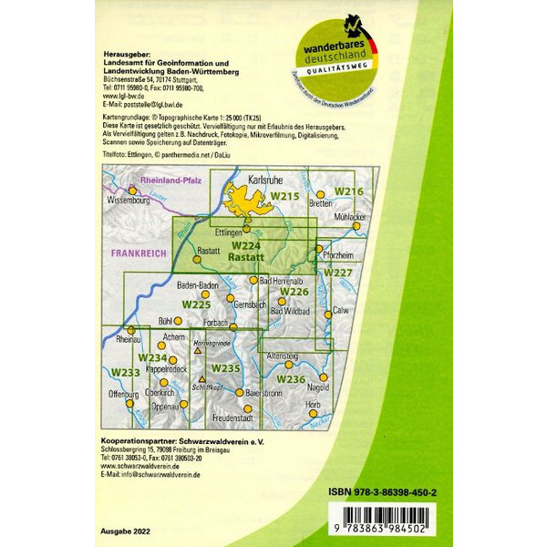 W224 WANDERKARTE 1:25 000 RASTATT Ansicht 2