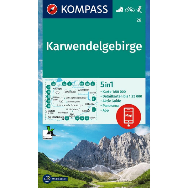KOMPASS WANDERKARTE 26 KARWENDELGEBIRGE 1:50.000 Ansicht 1