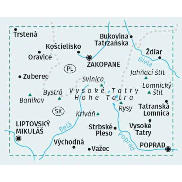 KOMPASS WANDERKARTE 2100 TATRA, HOHE, WESTLICHE, BELAER Ansicht 2