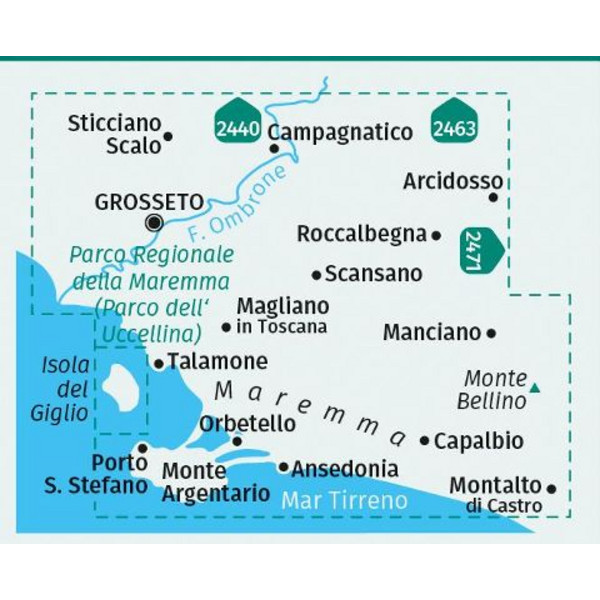KOMPASS WANDERKARTE 2470 MAREMMA, GROSSETO, MONTE ARGENTARIO Ansicht 2
