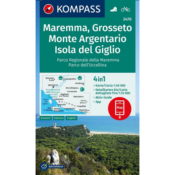 KOMPASS WANDERKARTE 2470 MAREMMA, GROSSETO, MONTE ARGENTARIO Ansicht 1