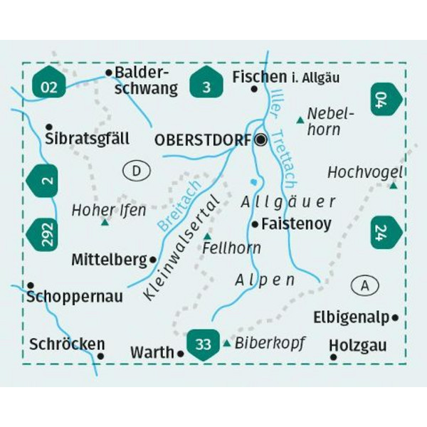 KOMPASS WANDERKARTE 03 OBERSTDORF, KLEINWALSERTAL 1:25.000 Ansicht 2