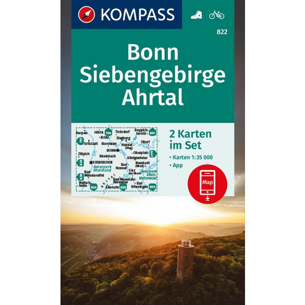 KOMPASS WANDERKARTEN-SET 822 BONN, SIEBENGEBIRGE, AHRTAL Ansicht 1