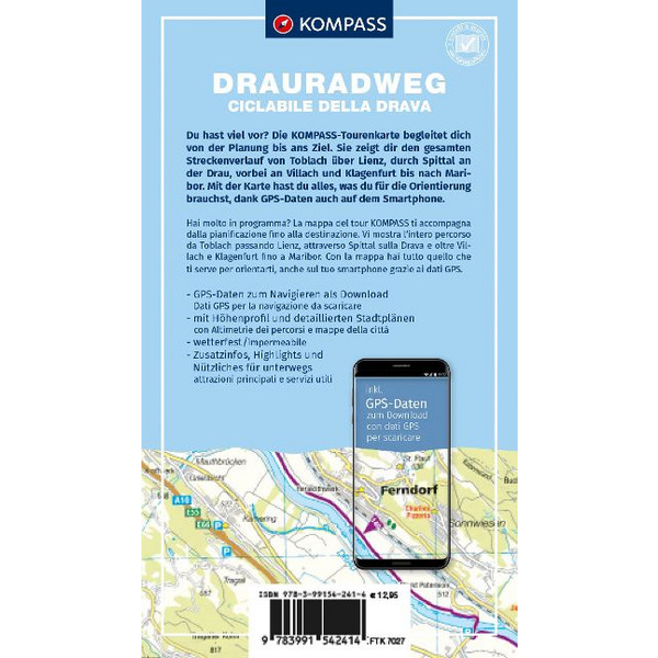 KOMPASS FAHRRAD-TOURENKARTE DRAURADWEG Ansicht 2