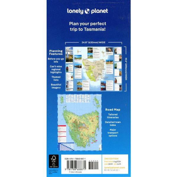LONELY PLANET TASMANIA PLANNING MAP - Straßenkarte Ansicht 2