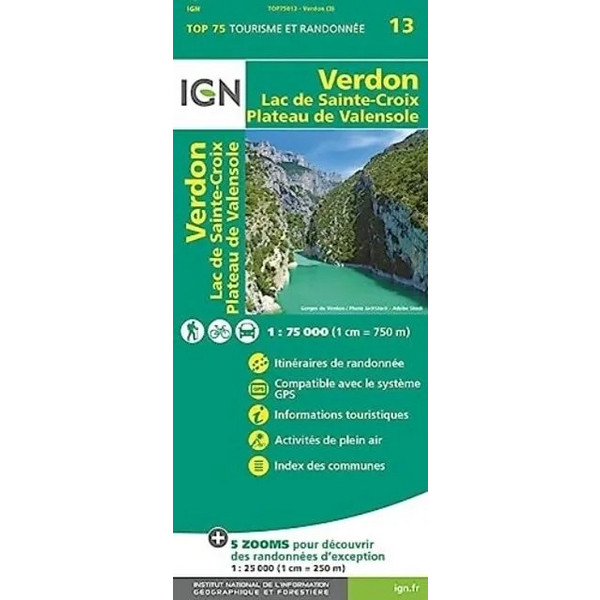 75 000 TOURISTISCHE WANDERKARTE 13 VERDON LAC DE SAINTE