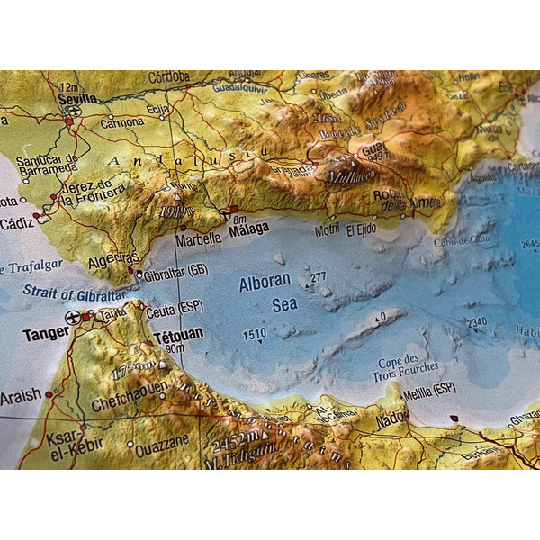 RELIEF MITTELMEER 1:5.5MIO MIT NATURHOLZRAHMEN - Wand Karte Ansicht 5