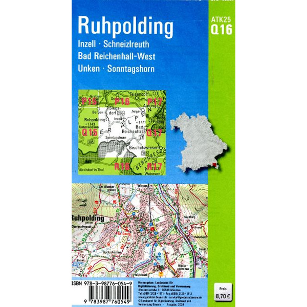 ATK25-Q16 RUHPOLDING (AMTLICHE TOPOGRAPHISCHE KARTE 1:25000) - Wanderkarte Ansicht 2