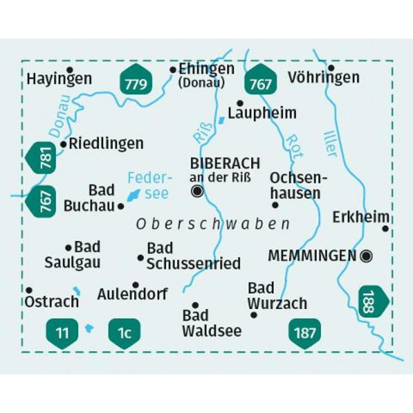 KOMPASS WANDERKARTE 782 OBERSCHWABEN NORD 1:50.000 Ansicht 2