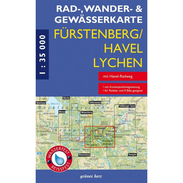 WANDER- UND GEWÄSSERKARTE FÜRSTENBERG/HAVEL, LYCHEN - Fahrradkarte