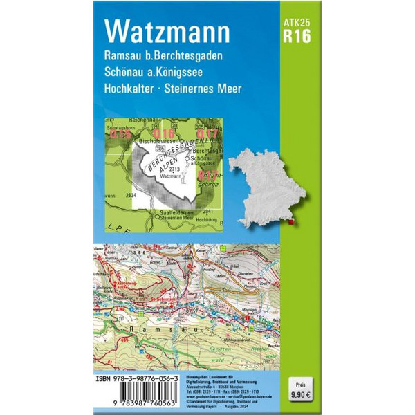 ATK25-R16 WATZMANN (AMTLICHE TOPOGRAPHISCHE KARTE 1:25000) - Wanderkarte Ansicht 2
