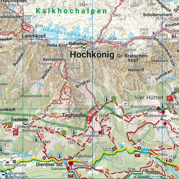 HOCHKÖNIG, WANDER-, RAD- UND FREIZEITKARTE 1:50.000 - Wanderkarte Ansicht 2