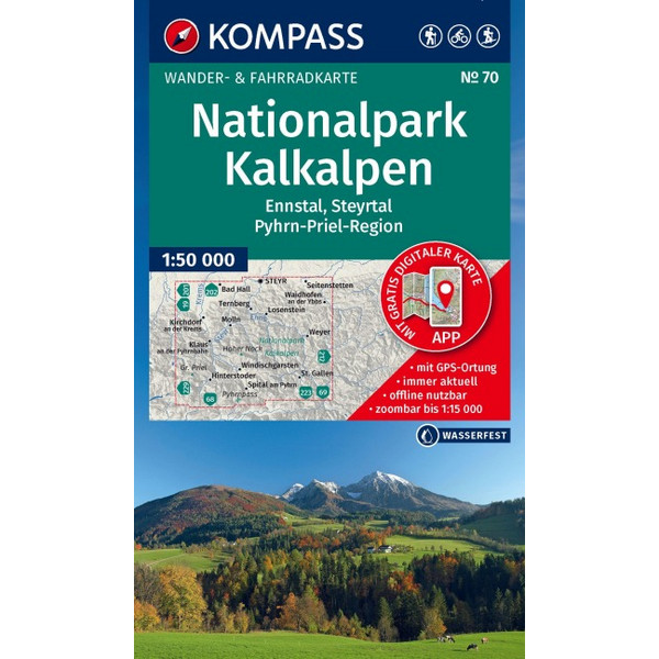 KOMPASS WANDERKARTE 70 NATIONALPARK KALKALPEN, ENNSTAL Ansicht 1