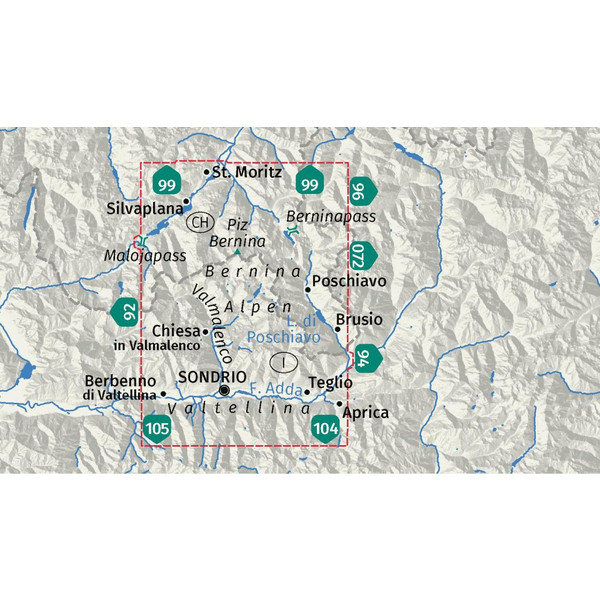 KOMPASS WANDERKARTE 93 BERNINA, VALMALENCO, SONDRIO 1:50.000 Ansicht 2