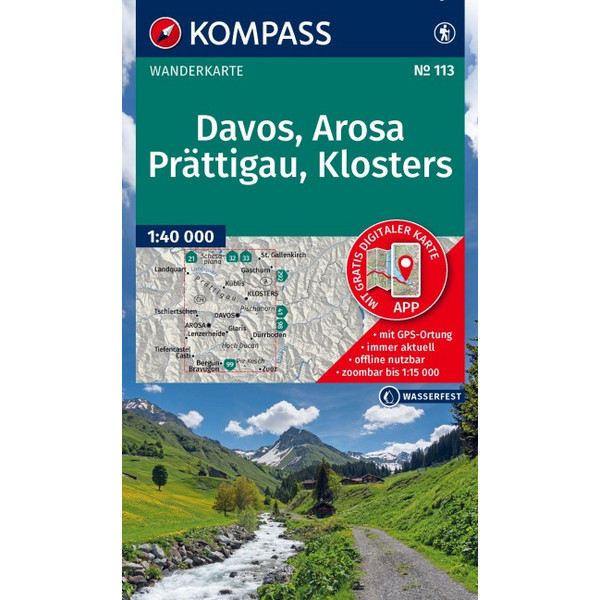WANDERKARTE 113 DAVOS, AROSA, PRÄTTIGAU, KLOSTERS