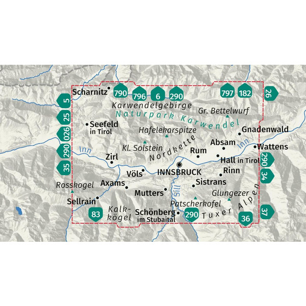 KOMPASS WANDERKARTE 036 INNSBRUCK, NORDKETTE Ansicht 2