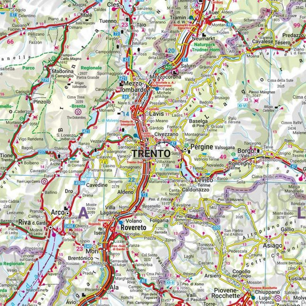 TIROL - DOLOMITEN - GARDASEE - PANORAMA, STRAßENKARTE - Straßenkarte Ansicht 2
