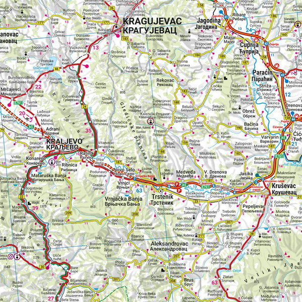 SERBIEN - MONTENEGRO - KOSOVO - NORDMAZEDONIEN, STRAßENKARTE - Straßenkarte Ansicht 3